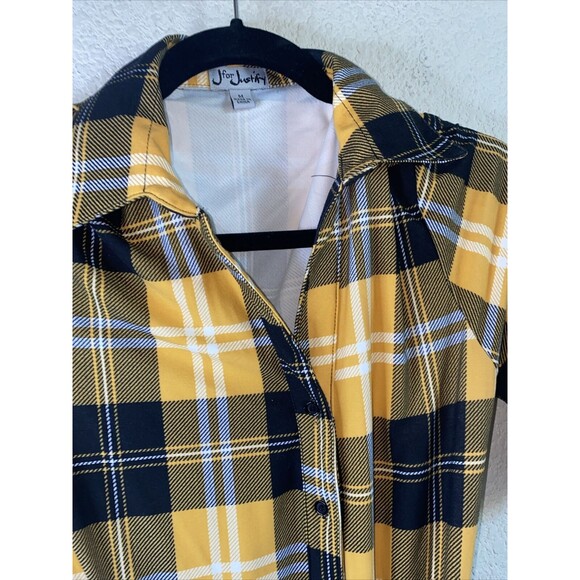 new Justify Women western Plaid shirt dress Button Roll Tab country nashville - Picture 3 of 10